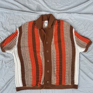 BDG Brown and Orange Striped Cardigan